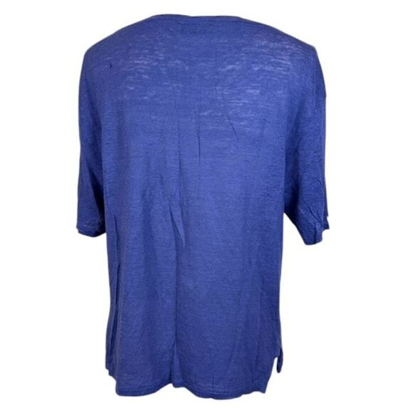 ACNE Wonder Linen 5512 T-Shirt Violet Blue Purple FOR REPAIR Scoop Neck Small - Picture 2 of 11